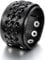 JewelryWe Schmuck Herren Armband, Punk Rock Stil Tribal Kreuz Breit Druckknopf Armreif, 23cm, Leder Legierung, Schwarz