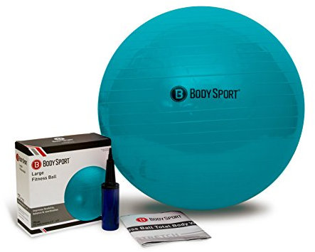Body Sport Gymnastikball mit Pumpe für Zuhause, Fitnessstudio, Balance, Stabilität, Pilates, Kernstärke, Stretching, Yoga, Fitness, Schreibtischstühle, Blaugrün (85 cm), 85 cm