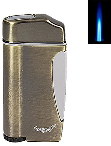 Sturmfeuerzeug Novara Antik Jet Feuerzeug Metall massiv in edlem Design Jetflamme Deckel klappt bei Betätigung automatisch auf windfest Jetflame Torch Gas Turbofeuerzeug