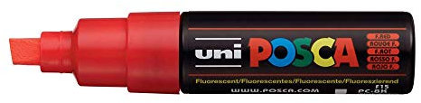 Uni Posca Marker PC-8K Paint Glass Pen Broad Chisel Tip 8.00mm Fluorescent Red