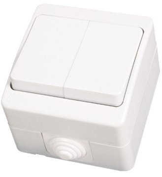IP54 Schalter Wechselschalter Serienschalter Feuchtraum Aufputz Weiss