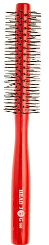Head Jog 106 Medium Radial Styling Brush. Natural Wooden Brush With Red Gloss Finish. Great For Grooming Or To Add Volume When Blow Drying. Ideal For Fine To Normal Hair Types. 30mm
