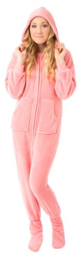 Big Feet Pyjama Co PJs Plüsch Hoodie Footed Schlafanzüge Strampler X-Klein Rosa