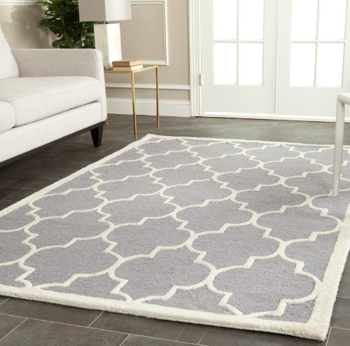 SAFAVIEH Cambridge Collection Accent Rug - 3' x 5', Silver & Ivory, Handmade Moroccan Trellis Wool, Ideal for High Traffic Areas in Entryway, Living Room, Bedroom (CAM134D)
