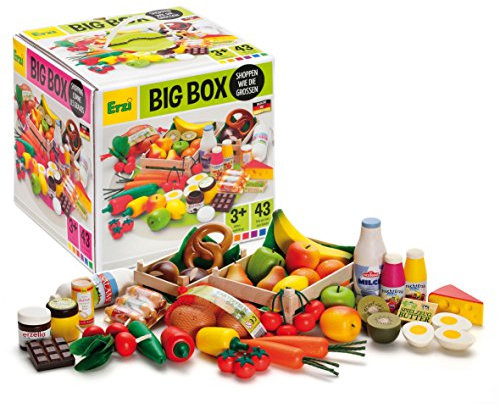 Erzi 28025 Sortierung Big Box aus Holz, Kaufladenartikel für Kinder, Rollenspiele