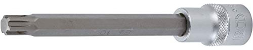 BGS 5184-R10 | Bit-Einsatz | Länge 140 mm | Keil-Profil (für RIBE) M10 | Antrieb Innenvierkant 12,5 mm (1/2) | Chrom-Vanadium-Stahl | Verchromt, matt | mit Rändelung