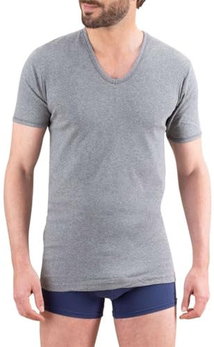 Eminence - Tee-Shirt col V Pur Coton Premium - Taille : 4 - Couleur : Gris foncé chiné