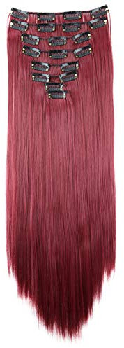 CAISHA XXL 50cm 8 Teile Set CLIP IN EXTENSIONS Nicole Haarverlängerung Haarteil Glatt Rot CES112