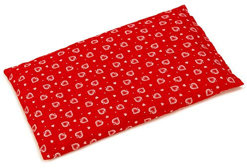 GIRAFFENLAND Süßes Kirschkernkissen Herzen-rot 30 x 20 cm. Geeignet als Kirschkern-Wärmekissen 30x20cm für Mikrowelle und Backofen sowie als Kälte-Körnerkissen
