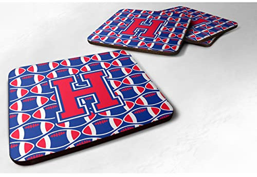 Caroline 's Treasures cj1076-hfc Buchstabe H Fußball Harvard Crimson und Yale Schaumstoff blau Untersetzer (Set von 4), 8,9 cm Multicolor