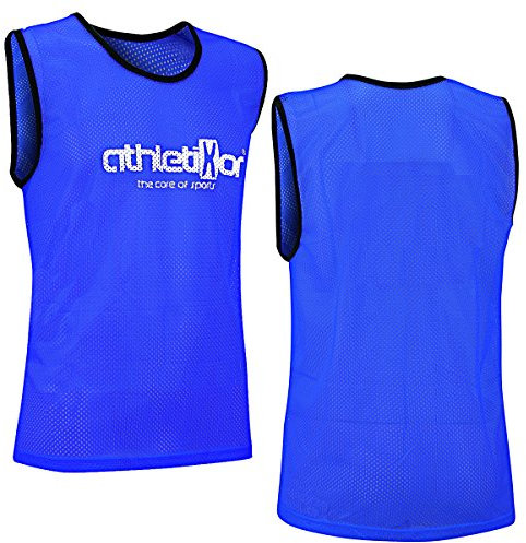 athletikor 10 Fußballleibchen - Trainingsleibchen - Leibchen - Markierungshemden (Blau, ab B Jugend - Erwachsene XL: 73X60CM)