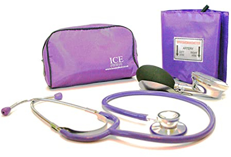Aneroid Purple Sphygmomanometer with 1 Adult Cuff and Purple Stethoscope - Blood Pressure Monitor Kit