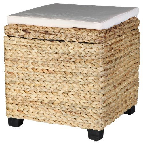Artra Design GmbH Sitz- Truhe, Hocker aus Wasserhyazinthe, BSCI, edel verarbeitet, Handarbeit, nachhaltig, Sitzbank Sitztruhe Aufbewahrungsbox Sitzhocker mit Kissen Aufbewahrungskörbe