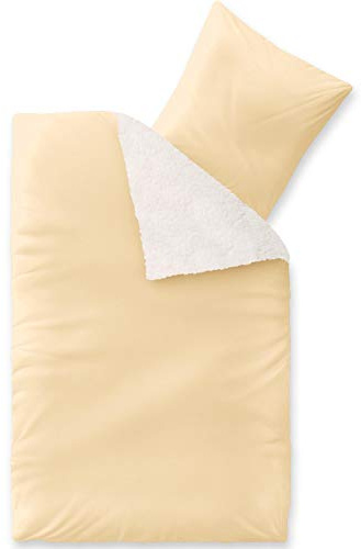 CelinaTex Fantasia Bettwäsche 155 x 220 cm 2teilig Nicki Bettbezug Sherpa Lammfell-Optik Bezug Sandy beige