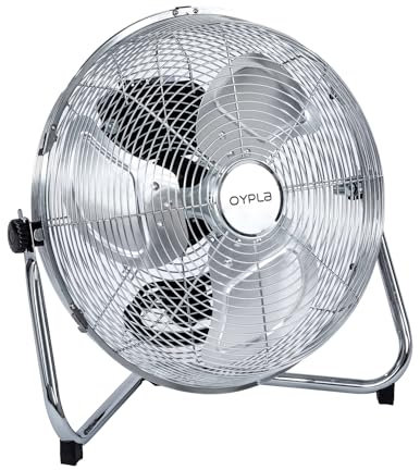 Oypla 3 Speed Floor Standing Gym Fan Hydroponic (Chrome, 14 Inch)