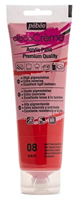 Pébéo Peinture Acrylique Texture Crème pour la Décoration - Finition Mate - 120 ML - Rouge Passion