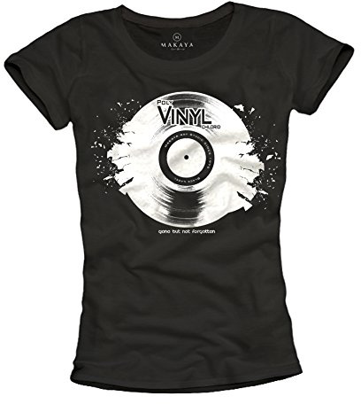 Musik T-Shirt für Frauen Schallplatte schwarz Größe S M L