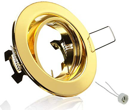 10x Metall Einbaustrahler Rund schwenkbar Farbe Messing/Gold ideal für LED inkl. GU10 Fassung