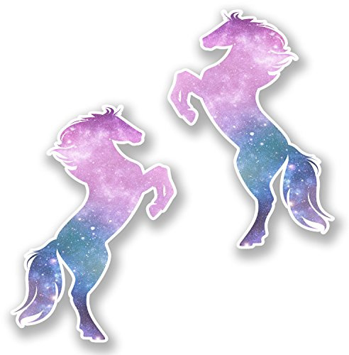 2 x 10cm Prancing Stars Horse Vinyl Sticker Laptop Car Helmet Kids Girls #6431 (7cm Wide x 10cm Tall)