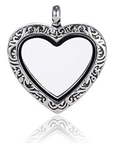 ANDANTE Silber Kettenanhänger für Floating Charms Schwebende Medaillons Herz mit Magnetverschluss + Organzasäckchen