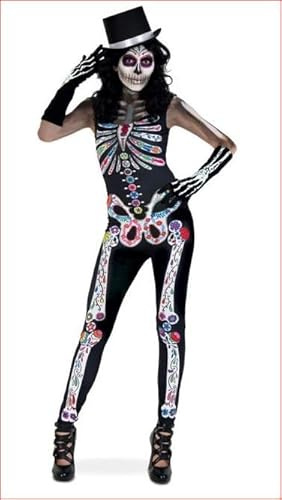 Party-Chic Damen Jumpsuit Skelett Catrina - Gr. M