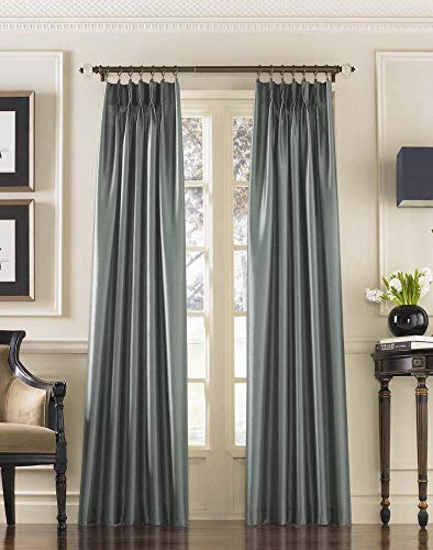 Curtainworks Marquee Faux Silk Curtain, 30 x 144 in, Teal, 1 Panel