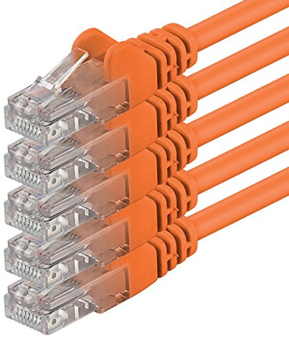 1aTTack.de 1m - orange - 5 pieces - (PACK) - CAT.6 CAT6 Ethernet LAN network cable 1000 Mbit/s patch cable