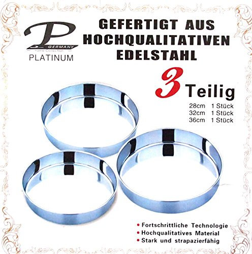 Kochmaster Backofenblech 28/32/36 cm 3er-Set Edelstahl Backblech Backform Blech Tepsi Baklava