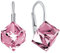 SILVEGO Pendientes de plata con cristal Swarovski® Cristal cubo rosa