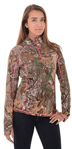 Realtree Performance-Shirt für Damen mit 1/4-Reißverschluss