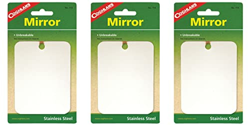 Coghlan's Stainless Steel Mirror Unbreakable Compact Survival Camping (3-Pack)