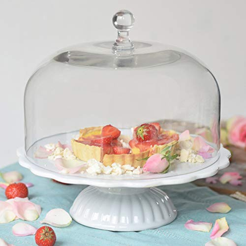 Ib Laursen Tortenplatte Mynte in Pure White mit Glashaube, Ø 29 cm