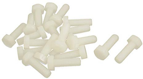 sourcing map Vis Nylon M8x25mm filetage métrique complet vis tête hexagonale 20pcs