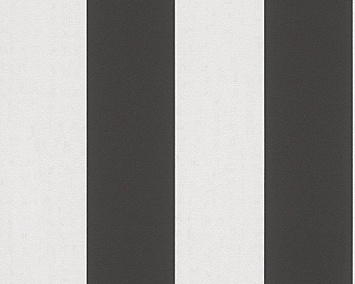 A.S. Création Vliestapete Elegance Tapete Streifentapete 10,05 m x 0,53 m schwarz weiß Made in Germany 334213 3342-13