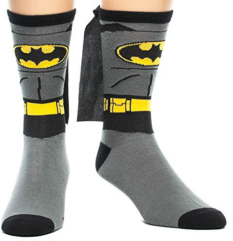 Bioworld Batman Cape Socken Schwarz/Grau/Gelb, Unisex/Universal, Erwachsene mit aktiver Lebensweise, Unisex-Erwachsene, Männer, Socken, 1 Stück, Grau, One Size