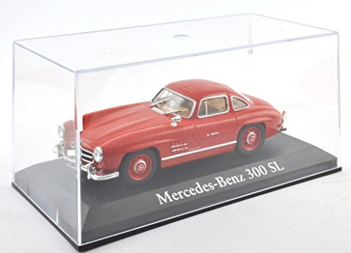 DieCast Metall Miniaturmodelle Modellauto 1:43 Oldtimer Klassiker Mercedes Benz 300 SL Modell rot Altaya IXO inklusive Kunststoff Vitrine
