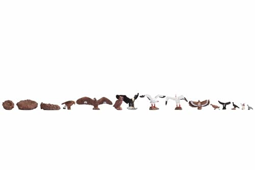NOCH H0 Figuren-Set „Vögel“, 12 handkolorierte Tierfiguren aus Kunststoff für Spur H0 Modellbau und DIY Projekt