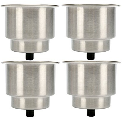 Amarine-made 4pcs Stainless Steel Cup Drink Holder with Drain Marine Boat Rv Camper
