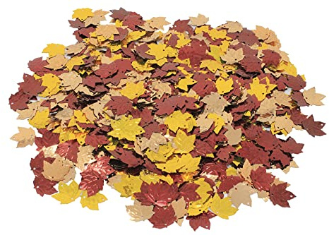 Bright Ideas Mixed Large Leaf Sequins. 80g Jar Assorted Shapes Colours and Sizes for Arts & Crafts Ideal for Schools, Home Crafting, Kids Scrapbooking & Sewing Embellishments. PVC Material. BI8059.