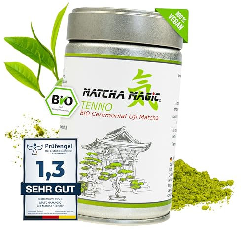 MatchaMagic Tenno Bio Matcha-Tee Pulver 80g - Originaler Japanischer Ceremonial Grade Grüner Tee - hochwertiger Matcha aus Japan für puren Trinkgenuss - Ideal für Teezubereitung & Smoothies