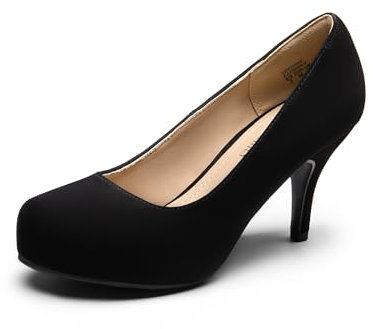 DREAM PAIRS Women's Low Stiletto Heel Party Shoes Classic Elegant Versatile Dress Platform Pumps TIFFANNY,Size 6,Black/Nubuck,TIFFANNY