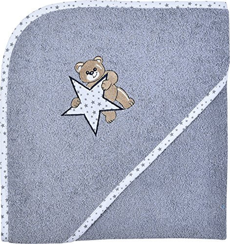 Wörner Kapuzenbadetuch Stern Walk-Frottier grau Größe 80x80 cm