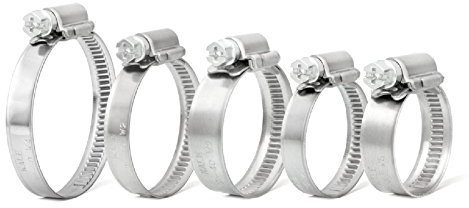 10 x High Grade Worm Drive W1 Coated Hose Clamps, Jubilee Fuel Line Hose Clips [ 32 - 50mm ]