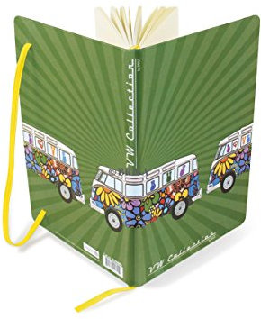 BRISA VW Collection - Volkswagen Notiz-Tage-Schreib-Buch, liniert im Hardcover-Einband im T1 Bus Design DIN A5 (Love Bus/Grün)