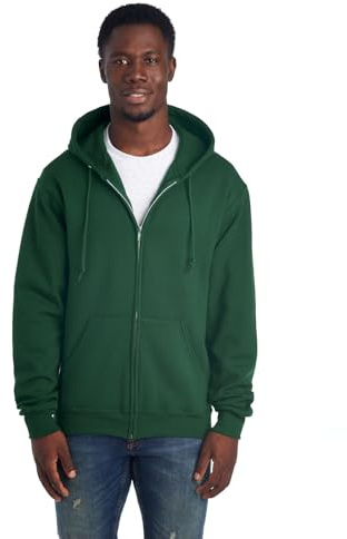 Jerzees NuBlend Fleece Hoodies & Sweatshirts, Cotton Blend, Sizes S-3x Felpa con Cappuccio, Zip Intera-Verde Foresta, X-Large Unisex-Adulto