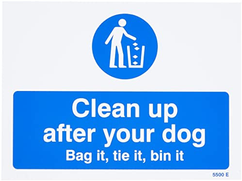 Caledonia Signs 15500E Clean up After Your Dog Bag it, Tie it, Bin it Sign, Rigid Plastic, 200 mm x 150 mm