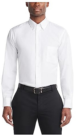 Van Heusen Men's Dress Shirts Regular Fit Silky Poplin Solid - White - Medium