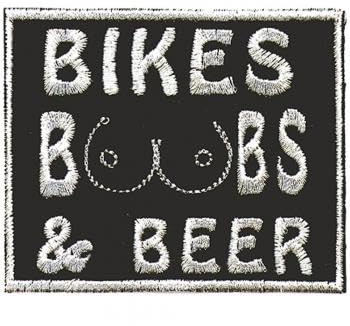 Aufnäher Applikation - BIKES BOOBS & BEER - Gr. ca. 6 x 7,5cm 04098