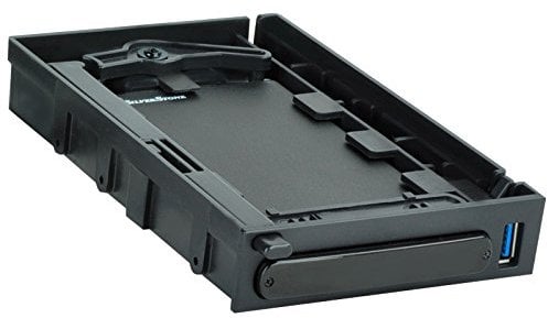 SilverStone SST-MS06B - Mobiles 3,5 Super-Speed Aluminium-Festplatten-Gehäuse mit Hot-Swap-Laufwerkseinschub für 9,5 mm dicke 2,5 SATA-HDDs oder SSDs, schwarz
