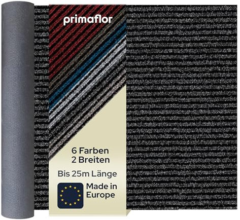 Primaflor Sauberlauf nach Maß - Magnum, Anthrazit, 2,00m x 19,50m, Rutschfester Schmutzfangläufer Meterware, Robuster Küchenläufer, Zuschneidbarer Teppichläufer, Eingangsmatte für Flur und Windfang